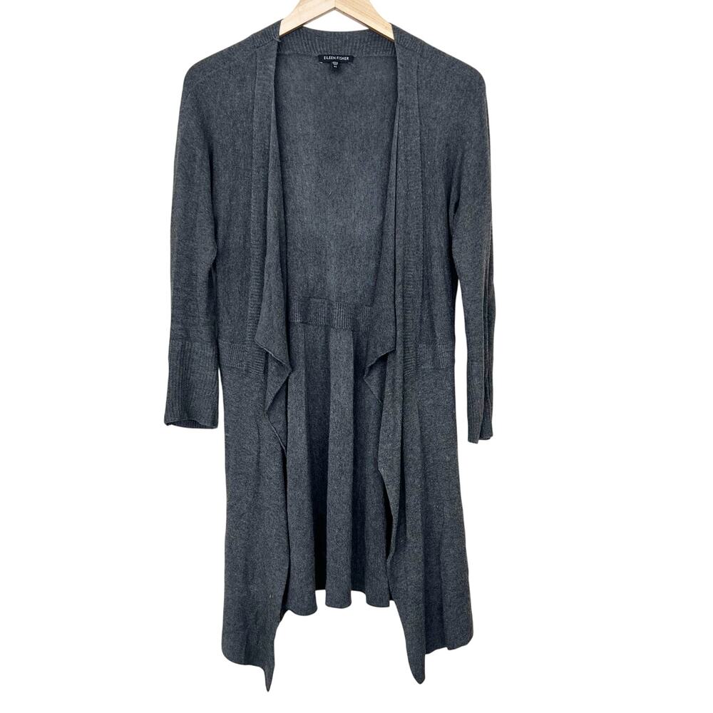 Eileen Fisher Gray Open Front Cardigan Sz XS